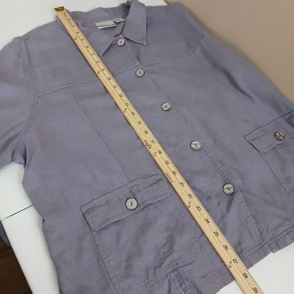 Fashion Bug Linen Blend Jacket Women 22/24 Purple Button Casual Lightweight Top - Picture 6 of 8